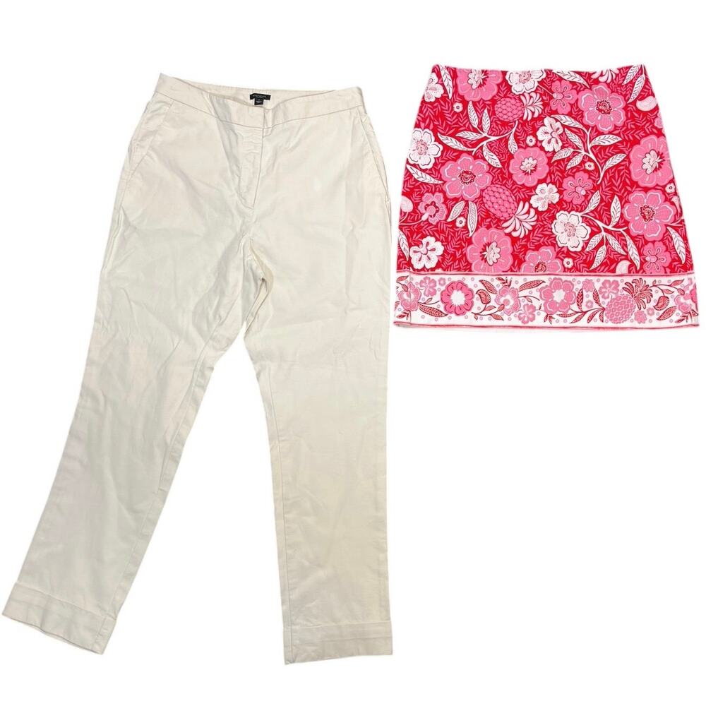Women’s Slacks Skirt Lot 6 Cream Ann Taylor Pants Pink floral Talbots NWT Skirt